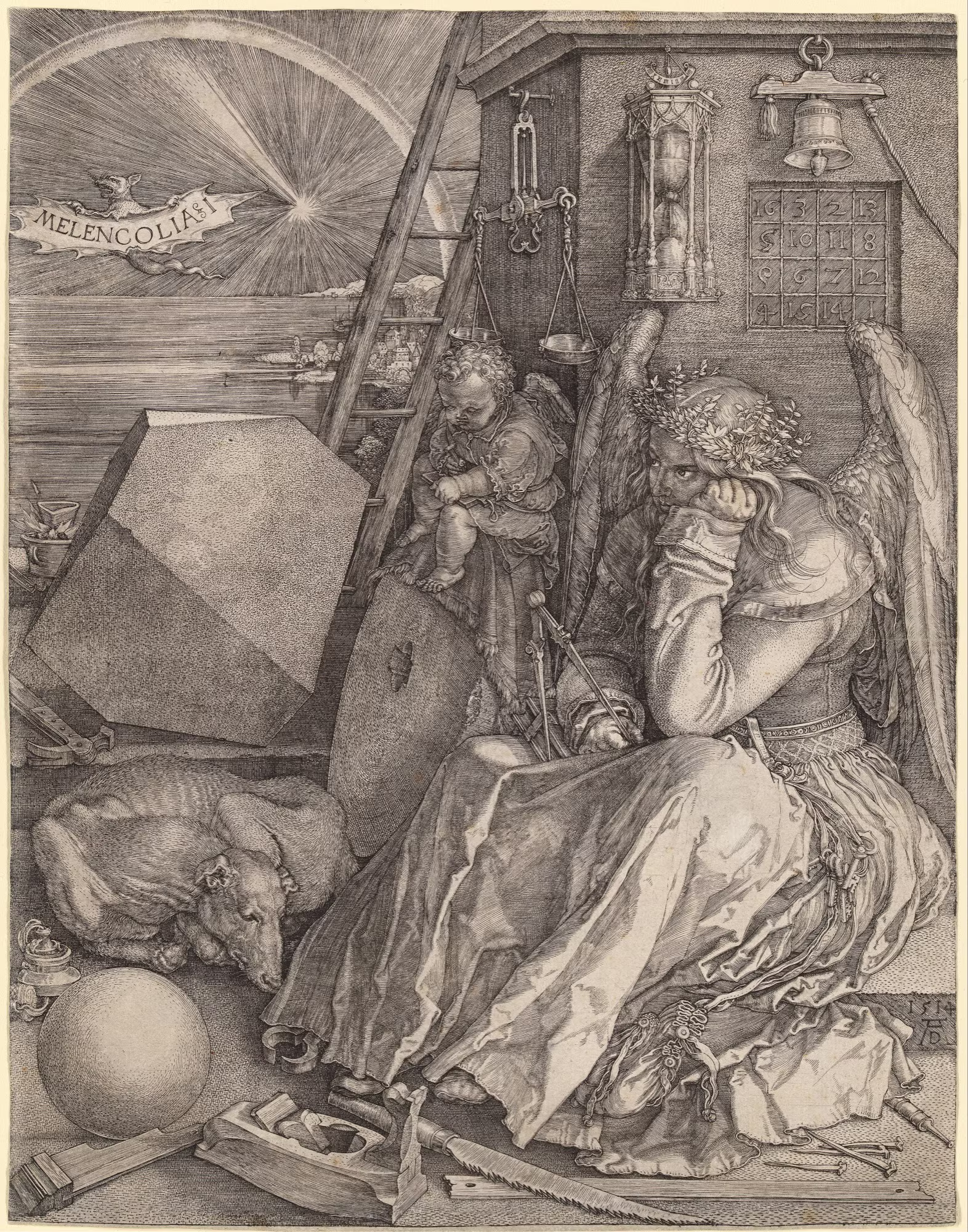 Albrecht Dürer: Melencolia I (1514), Kupferstich.