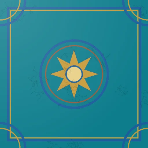 Detailtextur einer Zsolnay-Majolika-Keramikfliese im ungarischen Jugendstil: türkis- und kobaltblaue Glasur mit floralen Gold- und Terrakotta-Ornamenten und feinen Craquelé-Linien.