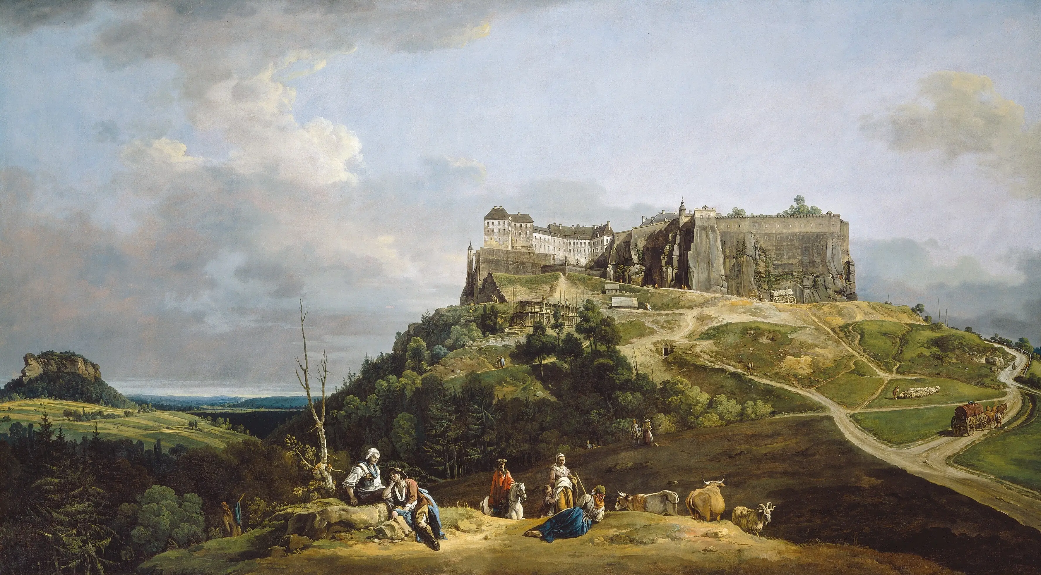 Bernardo Bellotto: Die Festung Königstein über dem Elbtal, 1756–58.