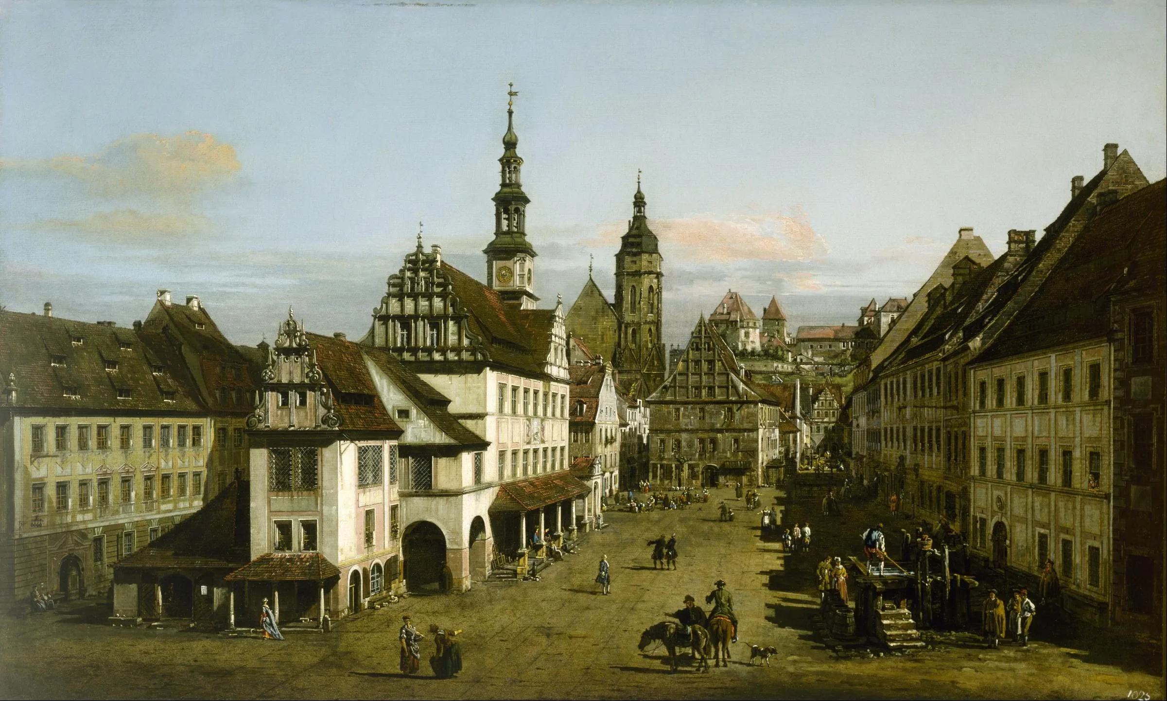 Bernardo Bellotto: Der Marktplatz in Pirna mit der Stadtkirche St. Marien.