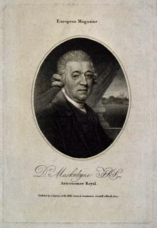 Stichdruck-Porträt von Nevil Maskelyne (1732–1811), Astronomer Royal.