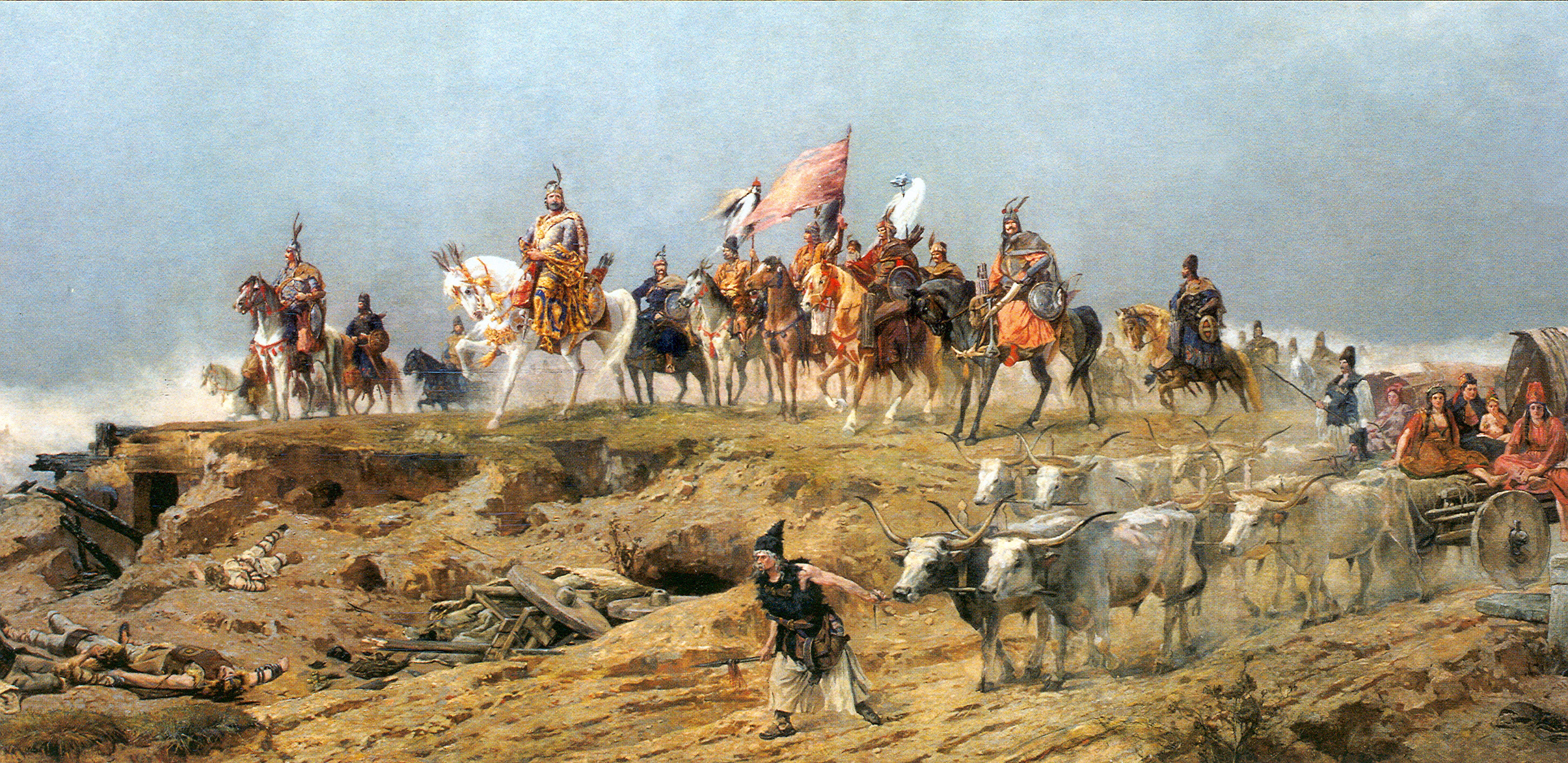 Ausschnitt aus dem Feszty-Panorama ‚A magyarok bejövetele', 1894.