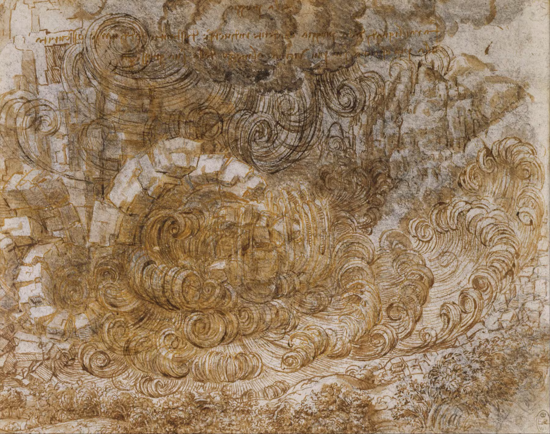 Wasserwirbel-Studie („A deluge“) von Leonardo da Vinci (gemeinfrei).